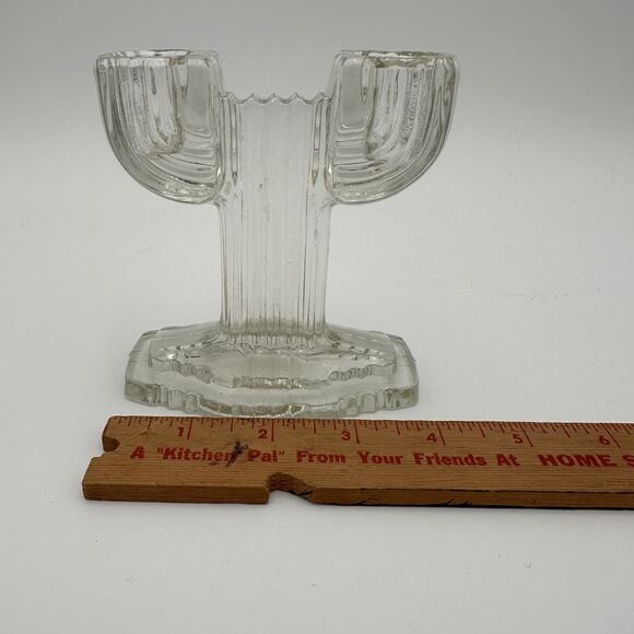 Vtg Anchor Hocking Double Candlestick Queen Mary Clear 4.5" Art Deco 1936-1949 - Picture 5 of 7